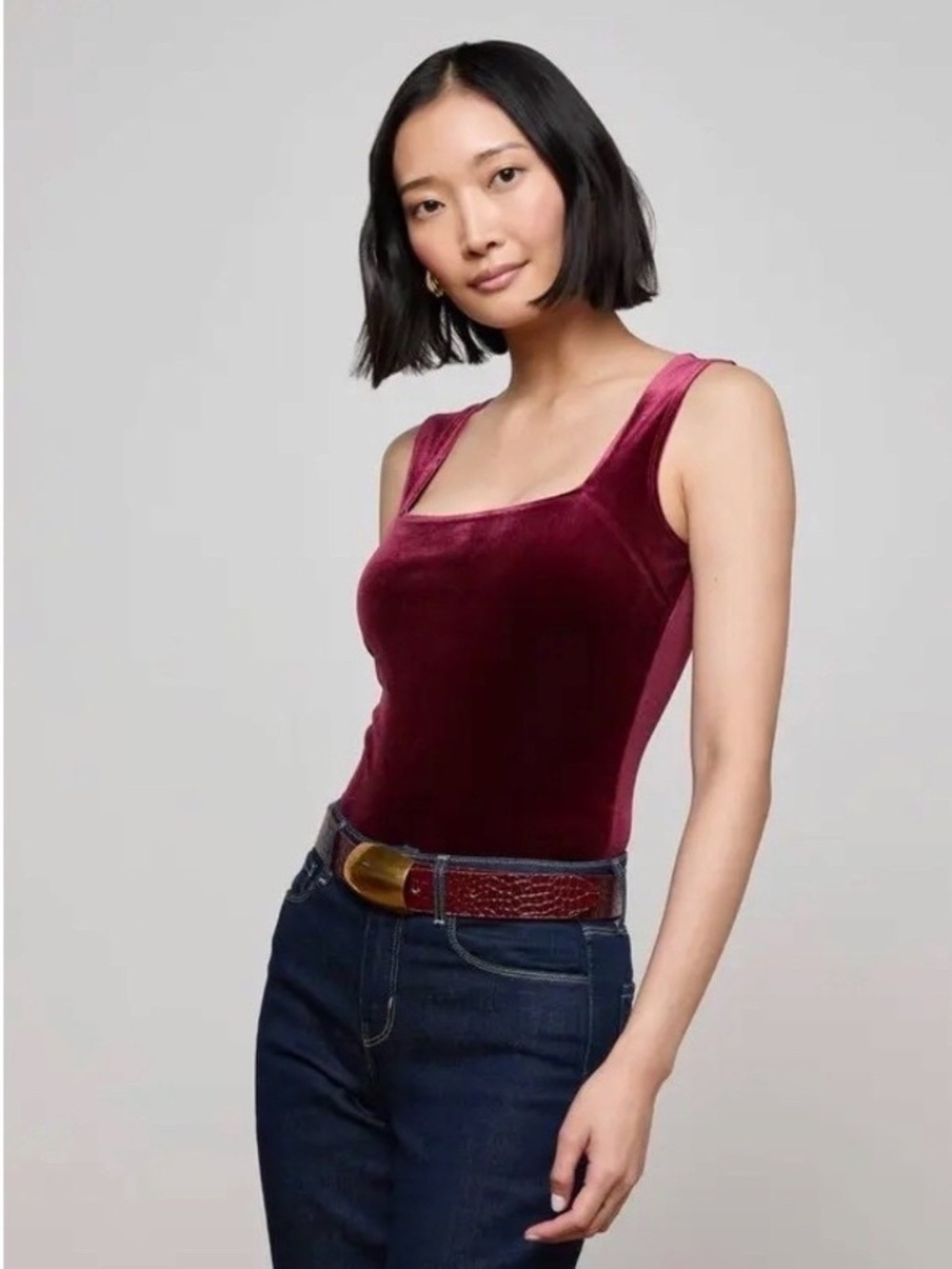 L’AGENCE Molly Women’s Burgundy XL Bodysuit Velvet Whimsigoth Fairy Grunge Sexy